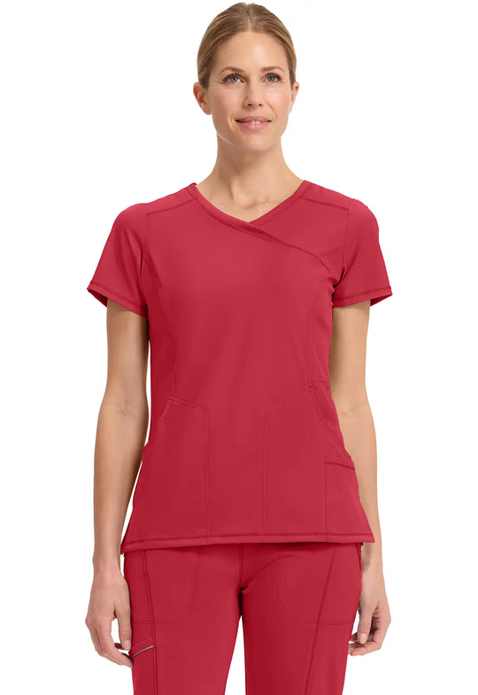 Infinity Scrubs Women's Mock Wrap Top Red | scrub-supply.com