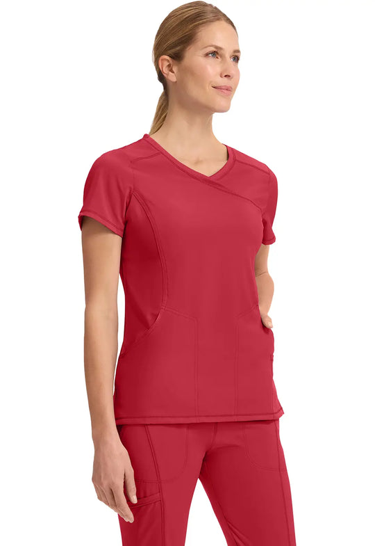 Infinity Scrubs Women's Mock Wrap Top Red | scrub-supply.com