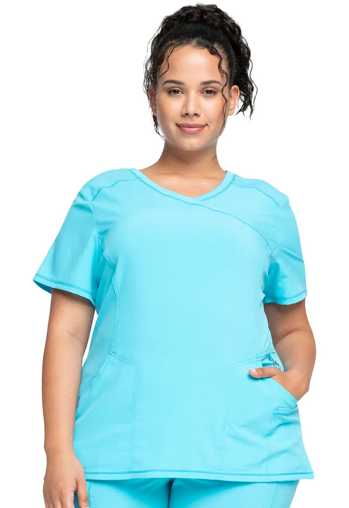 Infinity Scrubs Women's Mock Wrap Top Turquoise | scrub-supply.com