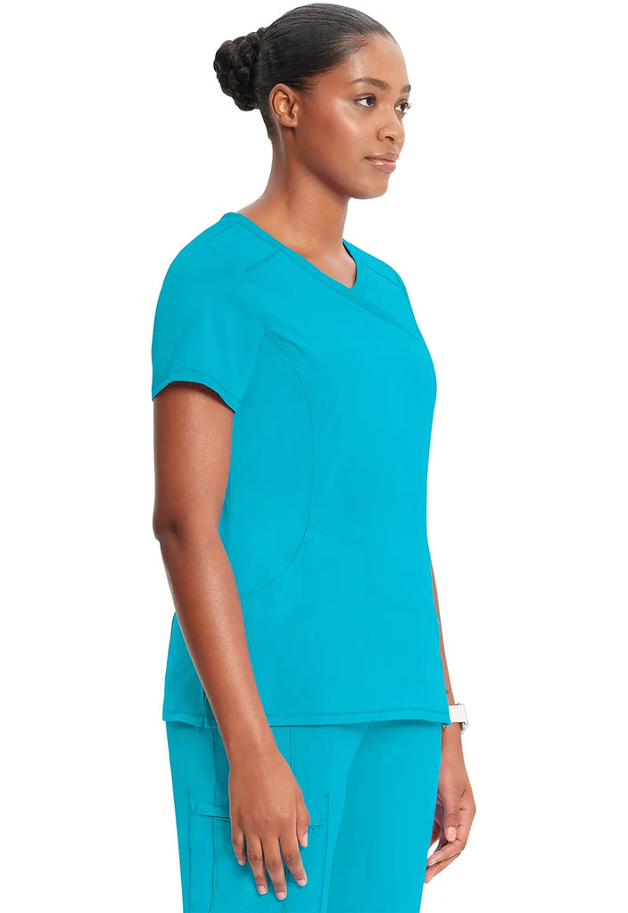 Infinity Scrubs Women's Mock Wrap Top Turquoise | scrub-supply.com