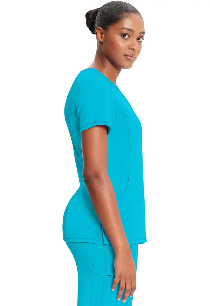 Infinity Scrubs Women's Mock Wrap Top Turquoise | scrub-supply.com