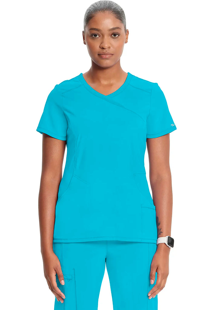 Infinity Scrubs Women's Mock Wrap Top Turquoise | scrub-supply.com