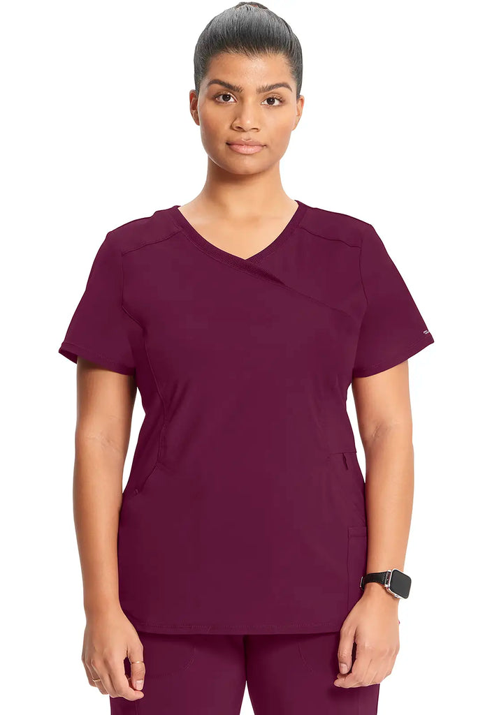 Infinity Scrubs Women's Mock Wrap Top Wine | scrub-supply.com