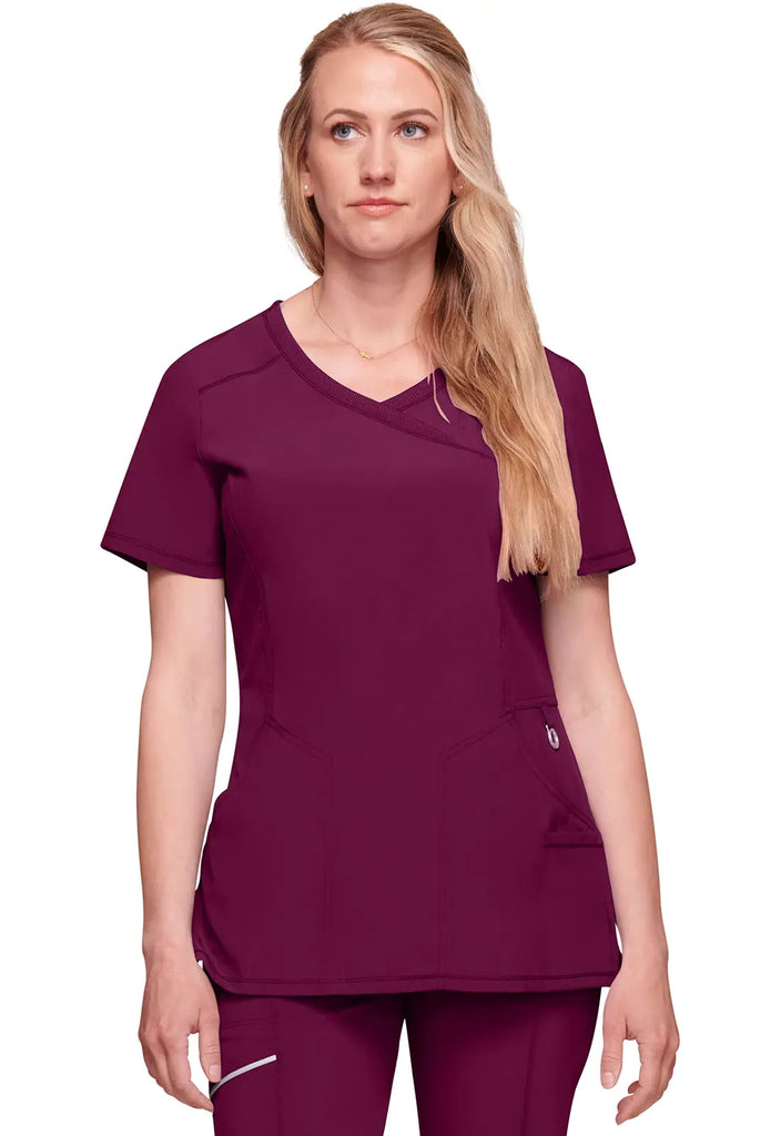 Infinity Scrubs Women's Mock Wrap Top Wine | scrub-supply.com