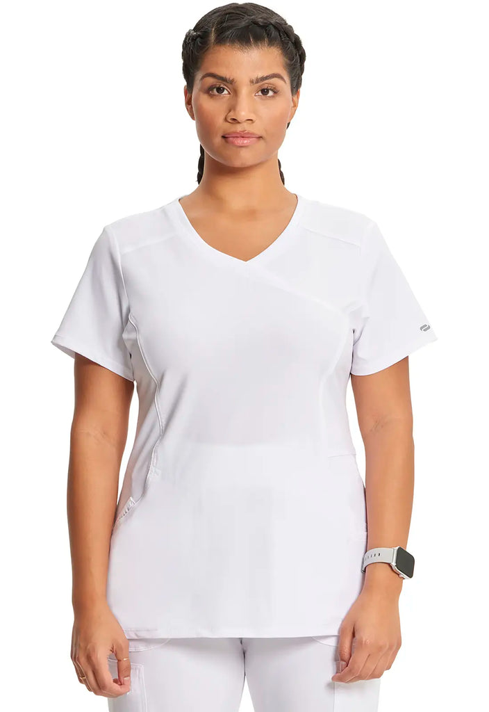 Infinity Scrubs Mock Wrap Top White | scrub-supply.com