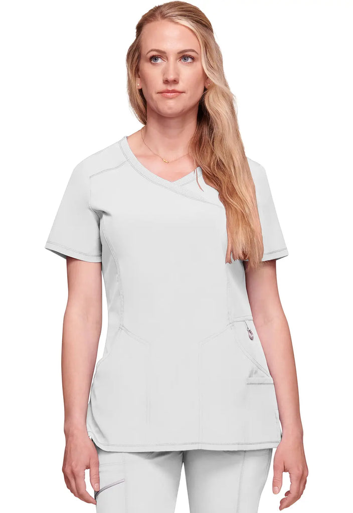 Infinity Scrubs Women's Mock Wrap Top White | scrub-supply.com