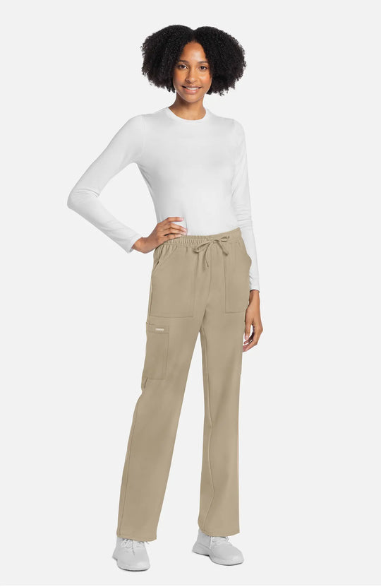 Cherokee Scrubs Women's Straight Leg Trouser Pant Khaki | scrub-supply.com