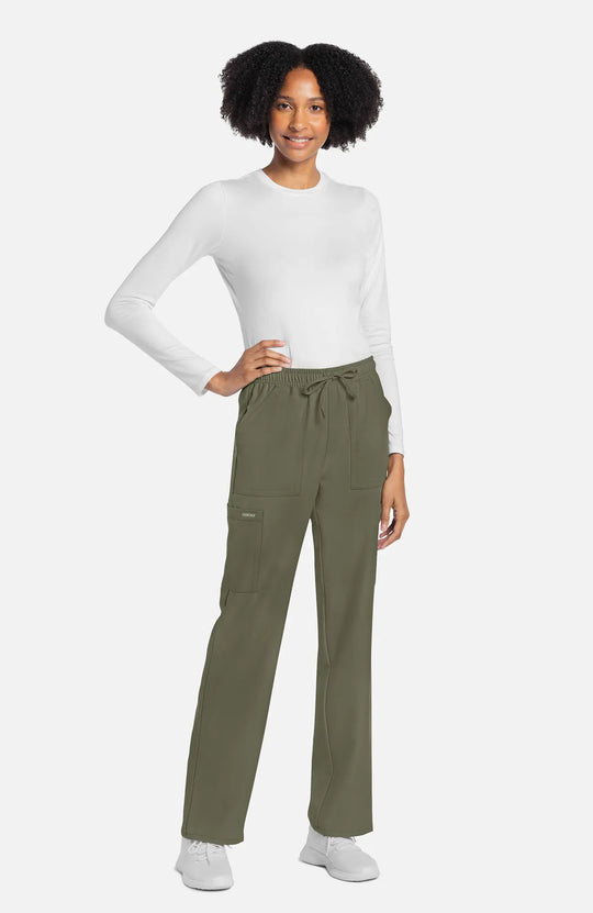 Cherokee Scrubs Women's Straight Leg Trouser Pant Olive | scrub-supply.com