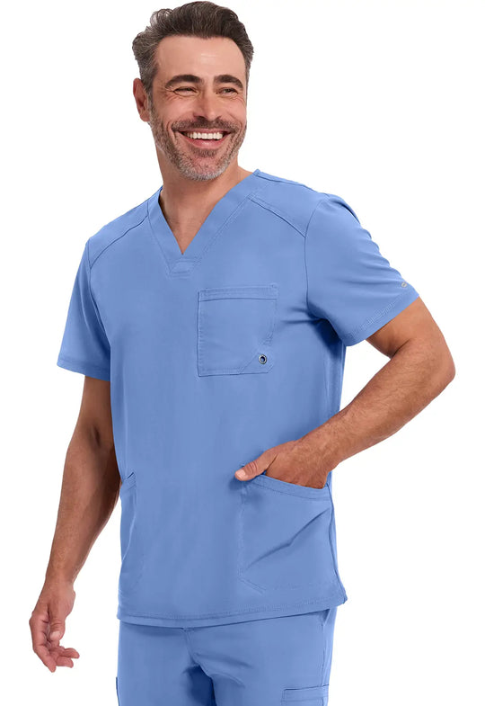 Infinity Scrubs Men's V-Neck Top Ceil Blue | scrub-supply.com