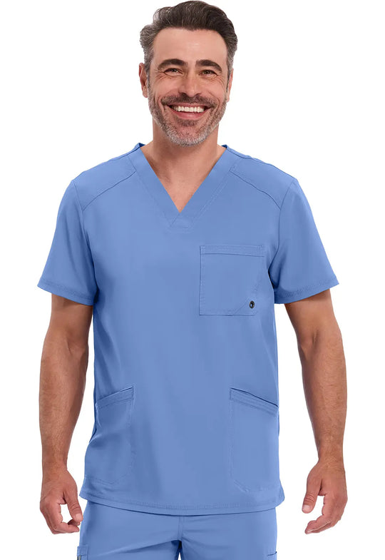 Infinity Scrubs Men's V-Neck Top Ceil Blue | scrub-supply.com