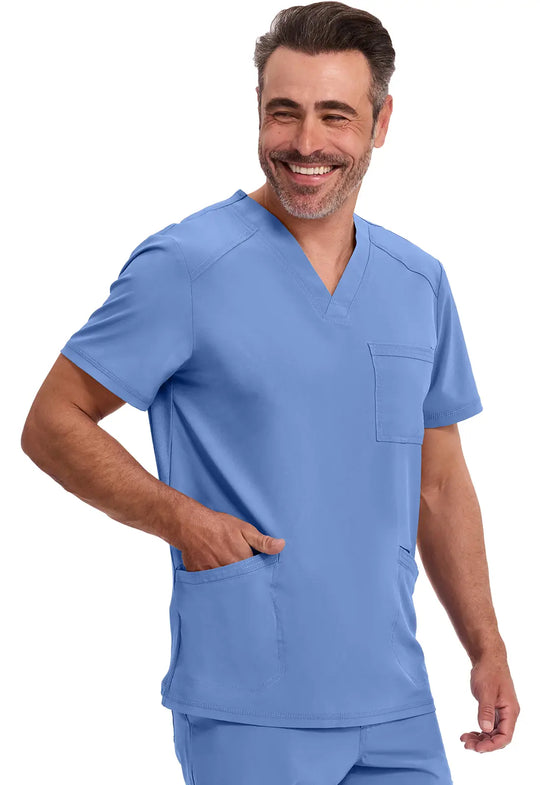 Infinity Scrubs Men's V-Neck Top Ceil Blue | scrub-supply.com