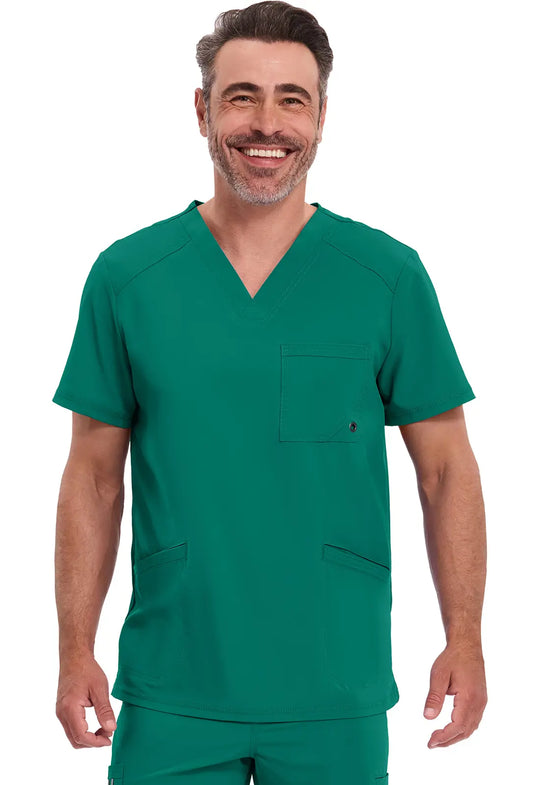 Infinity Scrubs Men's V-Neck Top Hunter Green | scrub-supply.com
