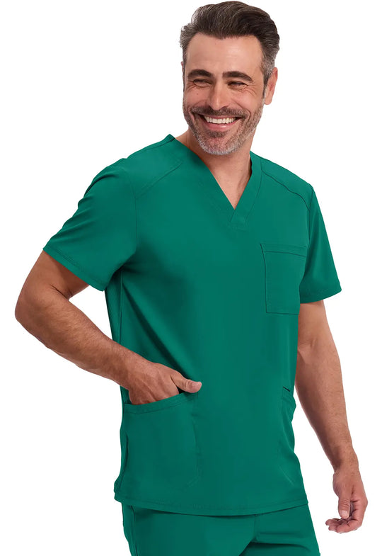 Infinity Scrubs Men's V-Neck Top Hunter Green | scrub-supply.com