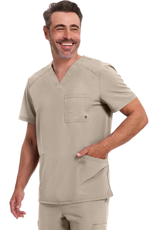 Infinity Scrubs Men's V-Neck Top Khaki | scrub-supply.com