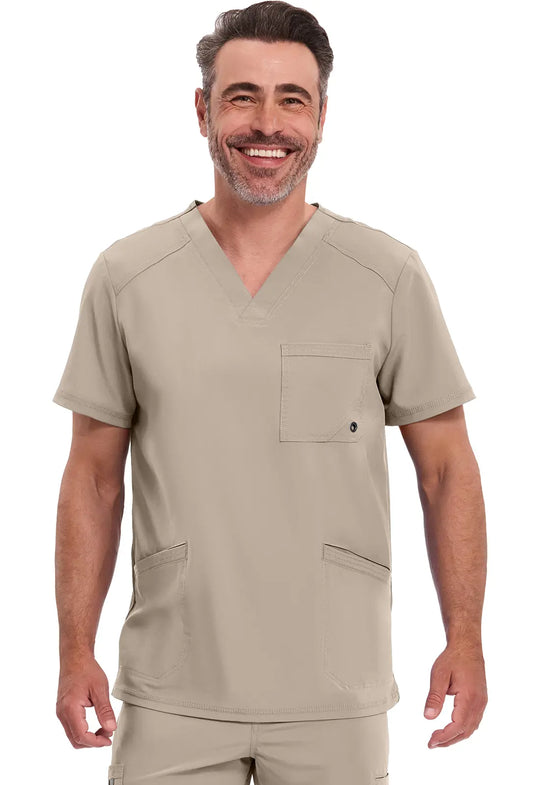 Infinity Scrubs Men's V-Neck Top Khaki | scrub-supply.com