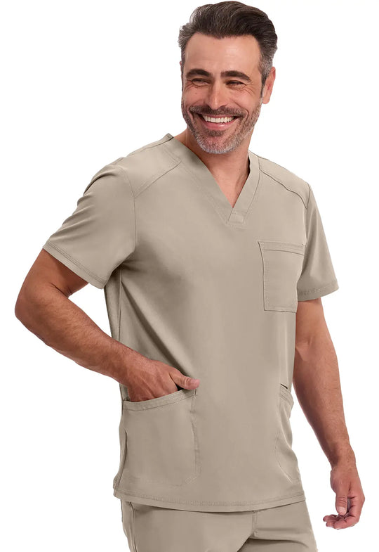Infinity Scrubs Men's V-Neck Top Khaki | scrub-supply.com