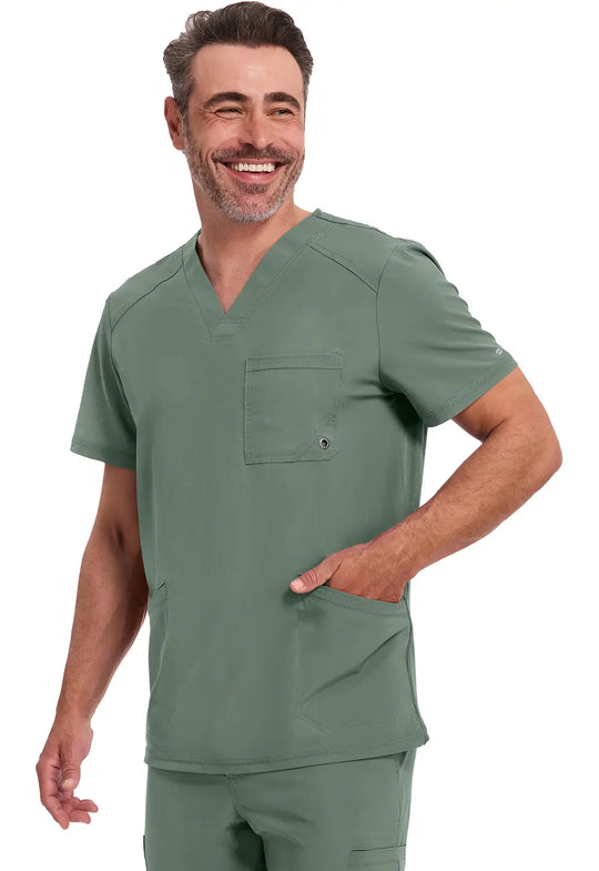 Infinity Scrubs Men's V-Neck Top Olive | scrub-supply.com