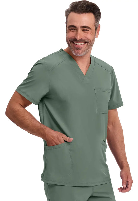 Infinity Scrubs Men's V-Neck Top Olive | scrub-supply.com