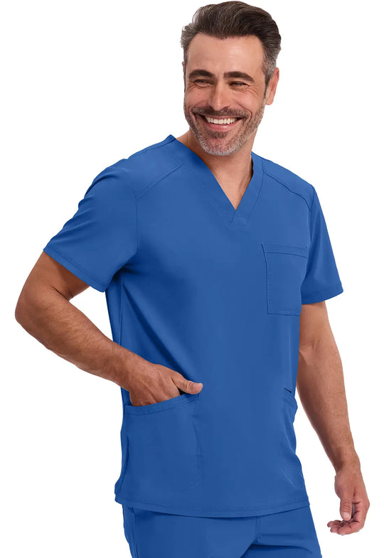 Infinity Scrubs Men's V-Neck Top Royal Blue | scrub-supply.com