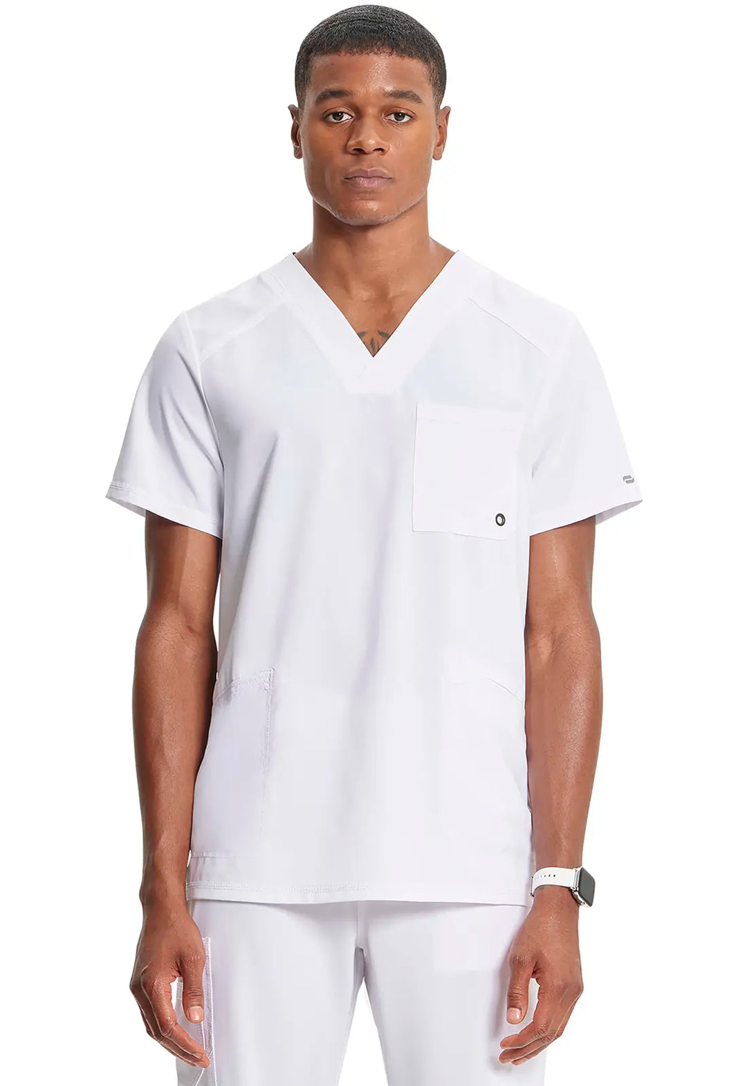 Infinity Scrubs Men's V-Neck Top White | scrub-supply.com