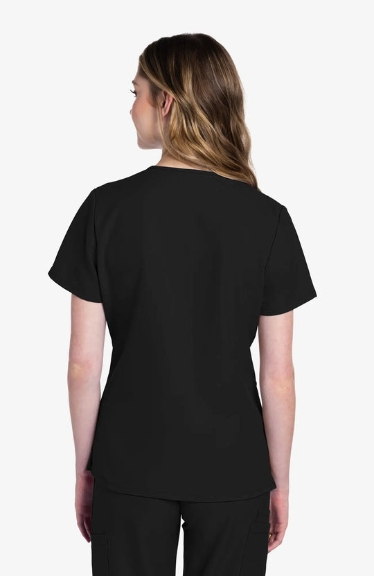 Cherokee Scrubs Women's 2-Pocket V-Neck Top Black | scrub-supply.com