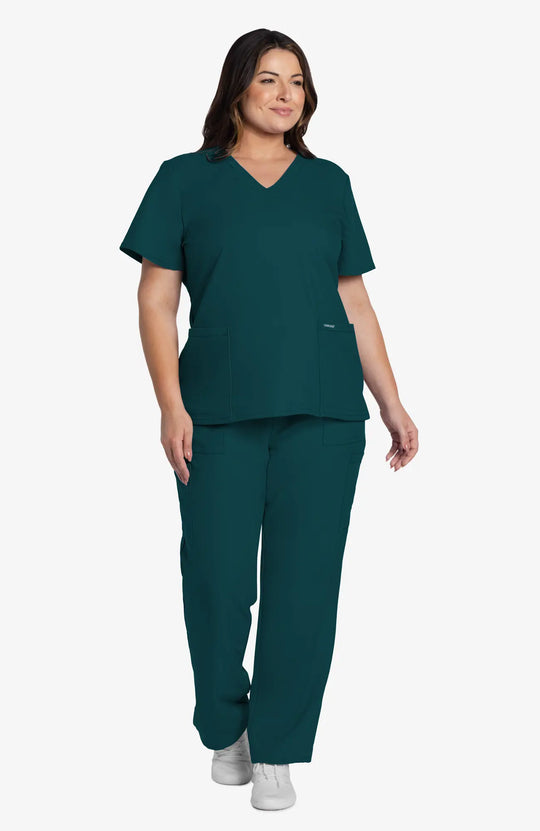 Cherokee Scrubs Women's 2-Pocket V-Neck Top Caribbean Blue | scrub-supply.com