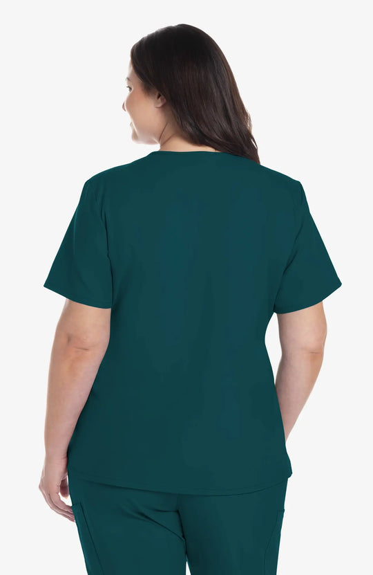 Cherokee Scrubs Women's 2-Pocket V-Neck Top Caribbean Blue | scrub-supply.com