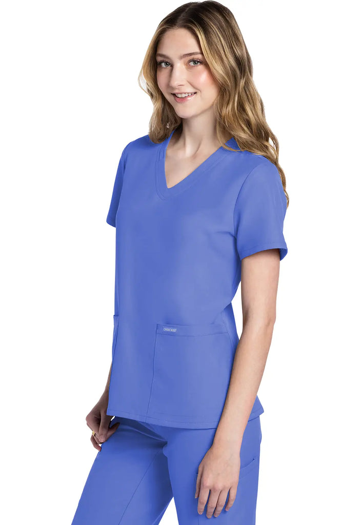 Cherokee Scrubs Women's Ultra 2-Pocket V-Neck Top Ceil Blue | scrub-supply.com