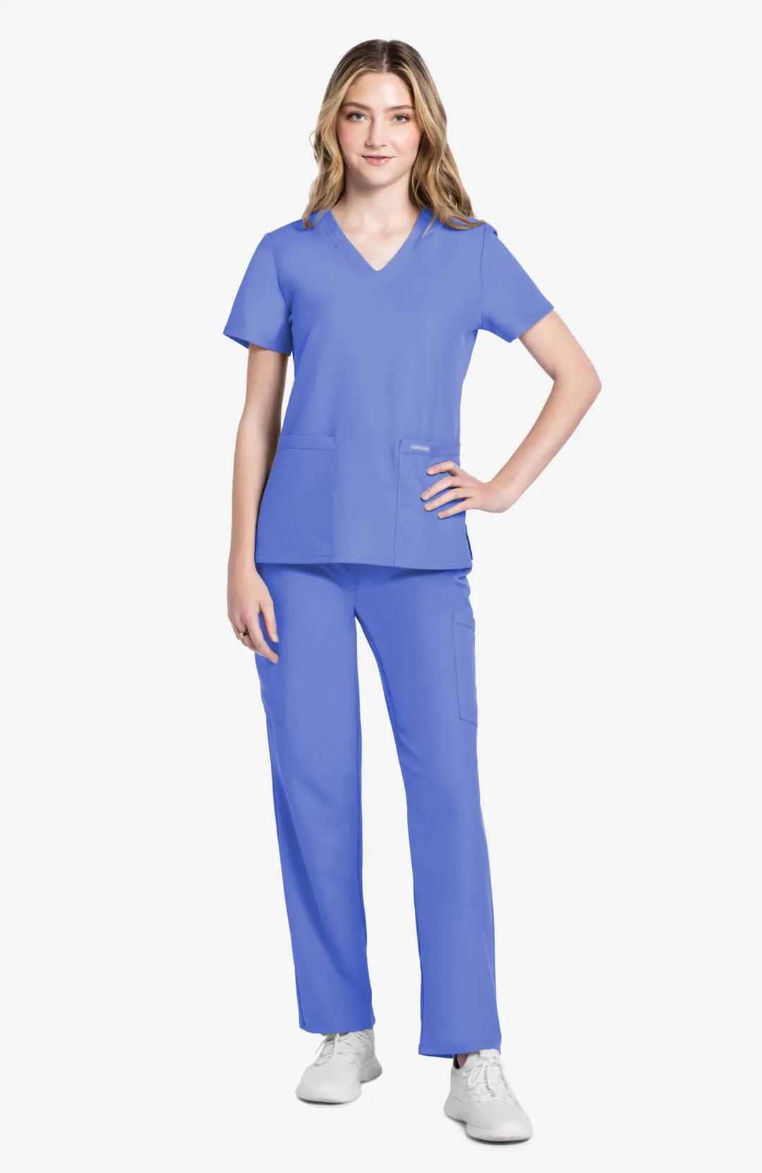 Cherokee Scrubs Women's 2-Pocket V-Neck Top Ceil Blue | scrub-supply.com