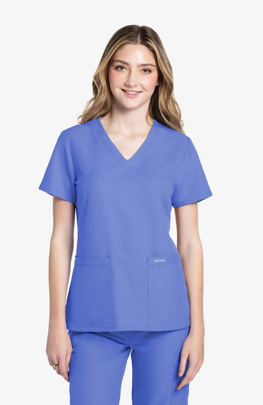 Cherokee Scrubs Women's 2-Pocket V-Neck Top Ceil Blue | scrub-supply.com