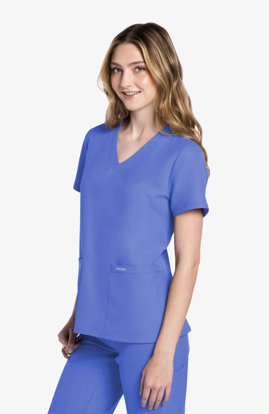 Cherokee Scrubs Women's 2-Pocket V-Neck Top Ceil Blue | scrub-supply.com