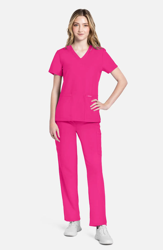 Cherokee Scrubs Women's 2-Pocket V-Neck Top Electric Pink | scrub-supply.com