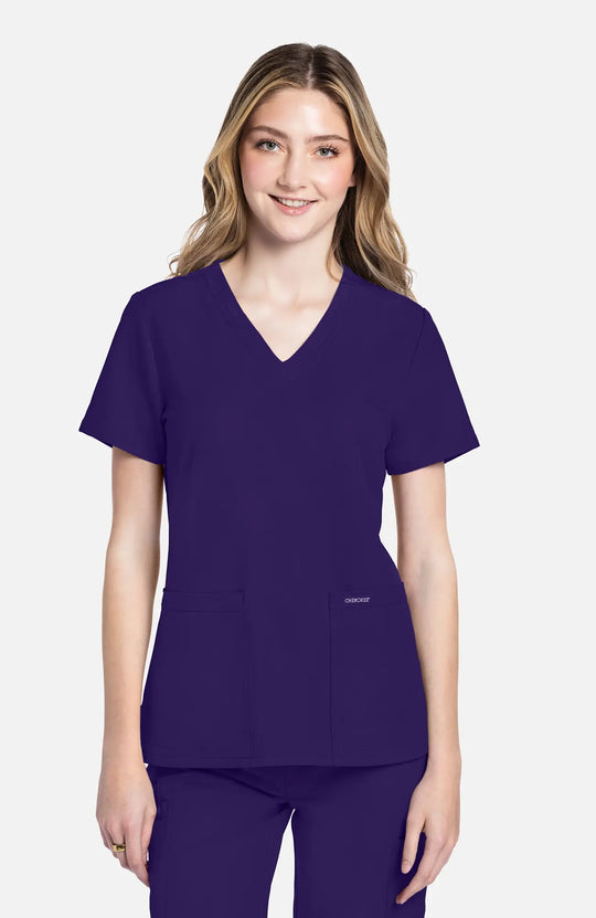 Cherokee Scrubs Women's 2-Pocket V-Neck Top Grape | scrub-supply.com