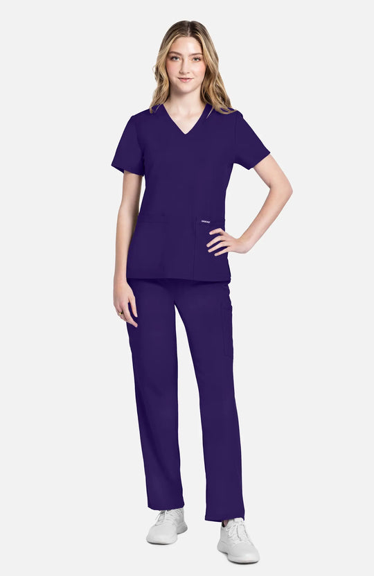 Cherokee Scrubs Women's 2-Pocket V-Neck Top Grape | scrub-supply.com