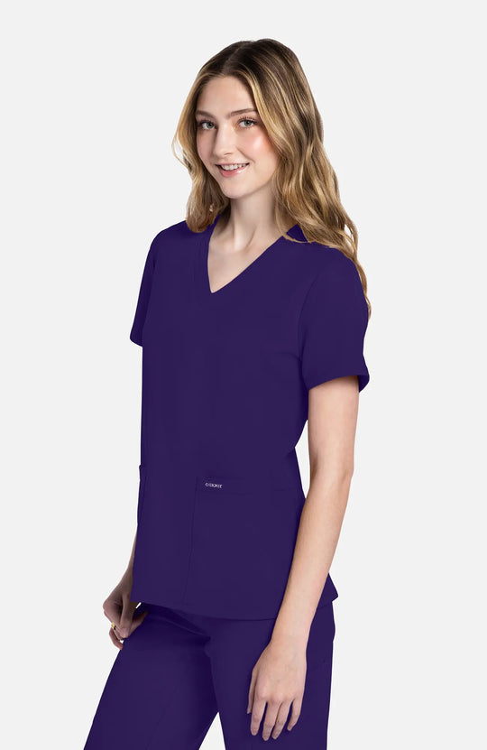 Cherokee Scrubs Women's 2-Pocket V-Neck Top Grape | scrub-supply.com