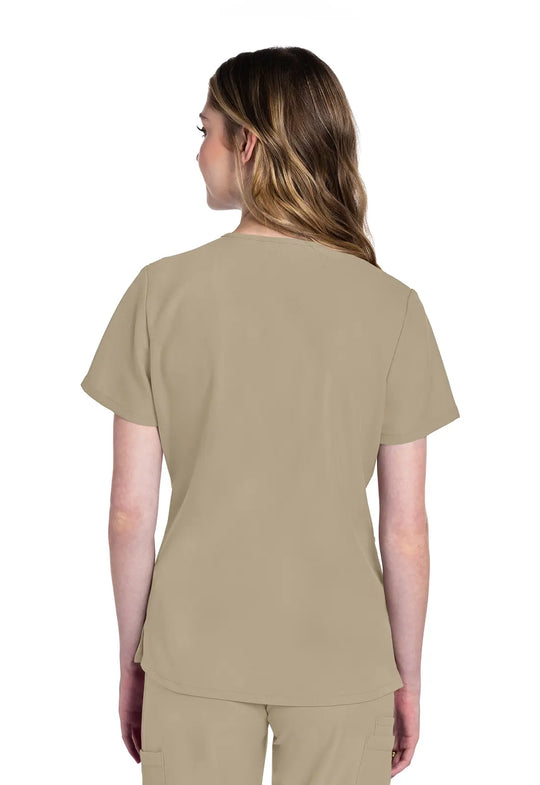 Cherokee Scrubs Women's 2-Pocket V-Neck Top Khaki | scrub-supply.com