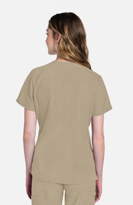 Cherokee Scrubs Women's 2-Pocket V-Neck Top Khaki | scrub-supply.com