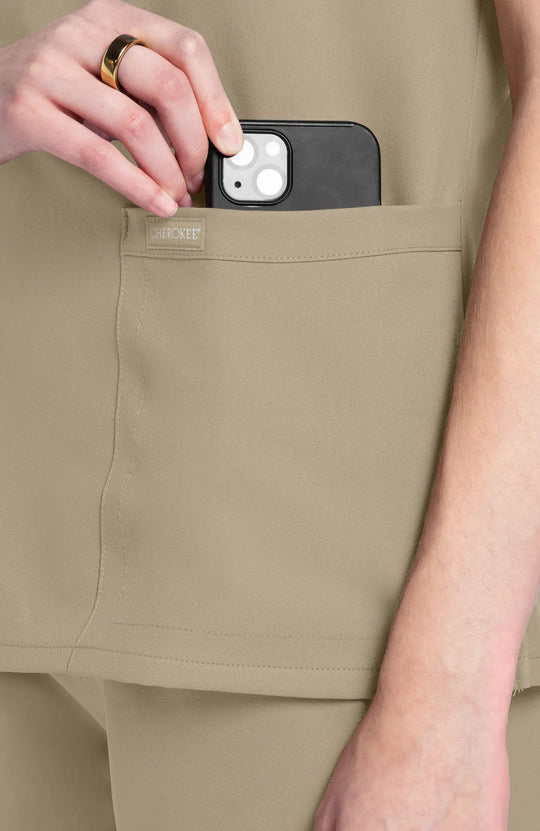Cherokee Scrubs Women's 2-Pocket V-Neck Top Khaki | scrub-supply.com