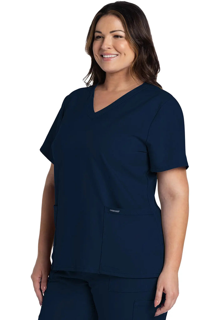 Cherokee Scrubs Women's Ultra 2-Pocket V-Neck Top Navy | scrub-supply.com