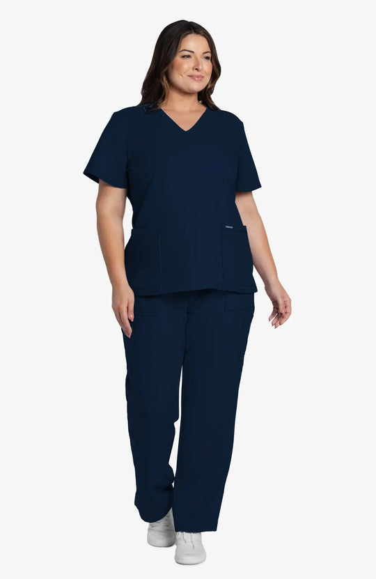 Cherokee Scrubs Women's 2-Pocket V-Neck Top Navy | scrub-supply.com