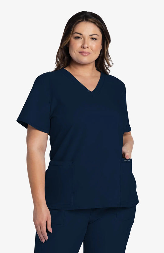 Cherokee Scrubs Women's 2-Pocket V-Neck Top Navy | scrub-supply.com