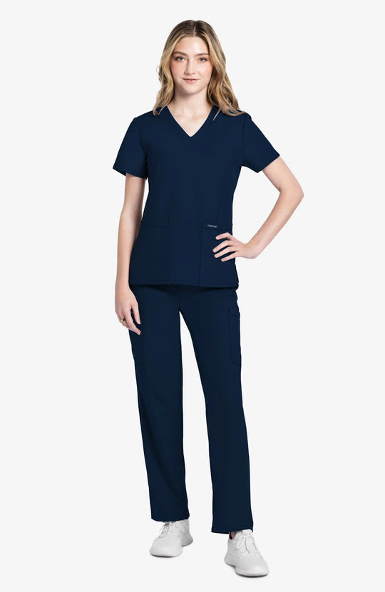 Cherokee Scrubs Women's 2-Pocket V-Neck Top Navy | scrub-supply.com