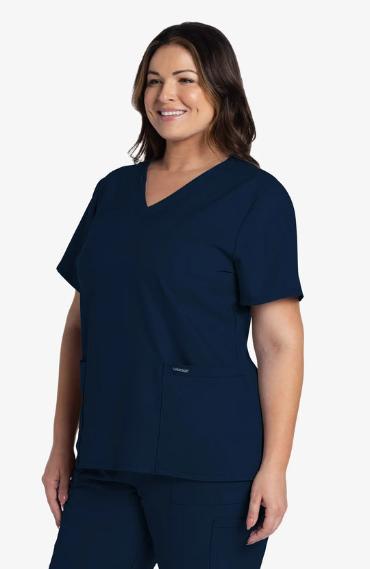 Cherokee Scrubs Women's 2-Pocket V-Neck Top Navy | scrub-supply.com