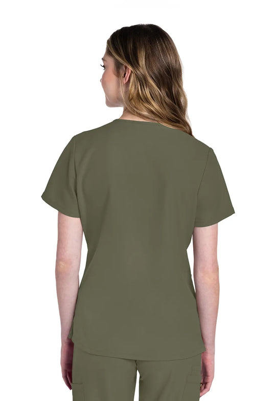 Cherokee Scrubs Women's 2-Pocket V-Neck Top Olive | scrub-supply.com