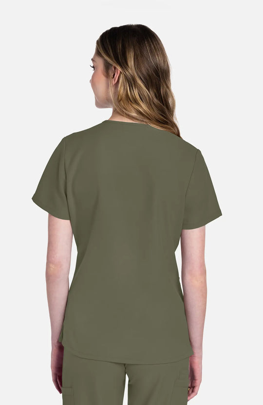 Cherokee Scrubs Women's 2-Pocket V-Neck Top Olive | scrub-supply.com