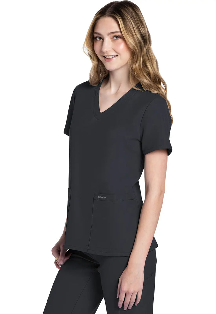 Cherokee Scrubs Women's Ultra 2-Pocket V-Neck Top Pewter | scrub-supply.com