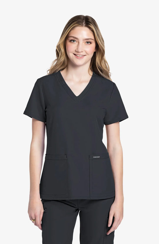 Cherokee Scrubs Women's 2-Pocket V-Neck Top Pewter | scrub-supply.com