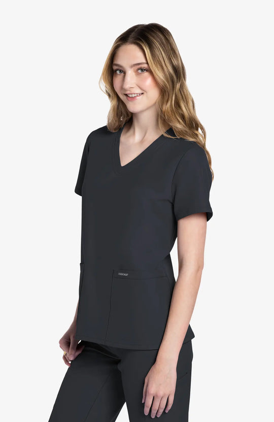 Cherokee Scrubs Women's 2-Pocket V-Neck Top Pewter | scrub-supply.com
