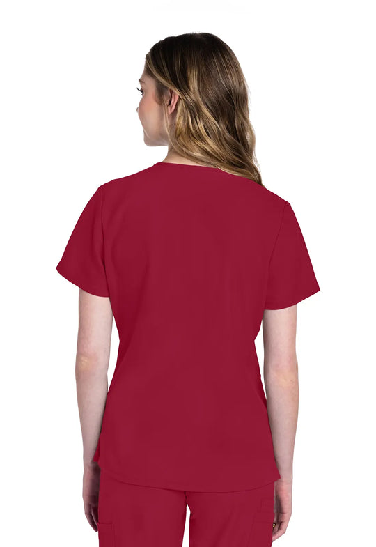 Cherokee Scrubs Women's 2-Pocket V-Neck Top Red | scrub-supply.com