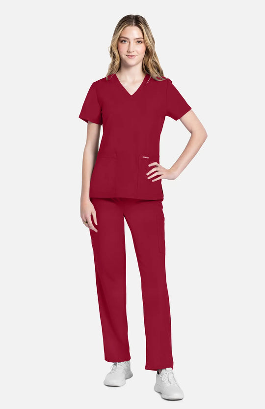 Cherokee Scrubs Women's 2-Pocket V-Neck Top Red | scrub-supply.com